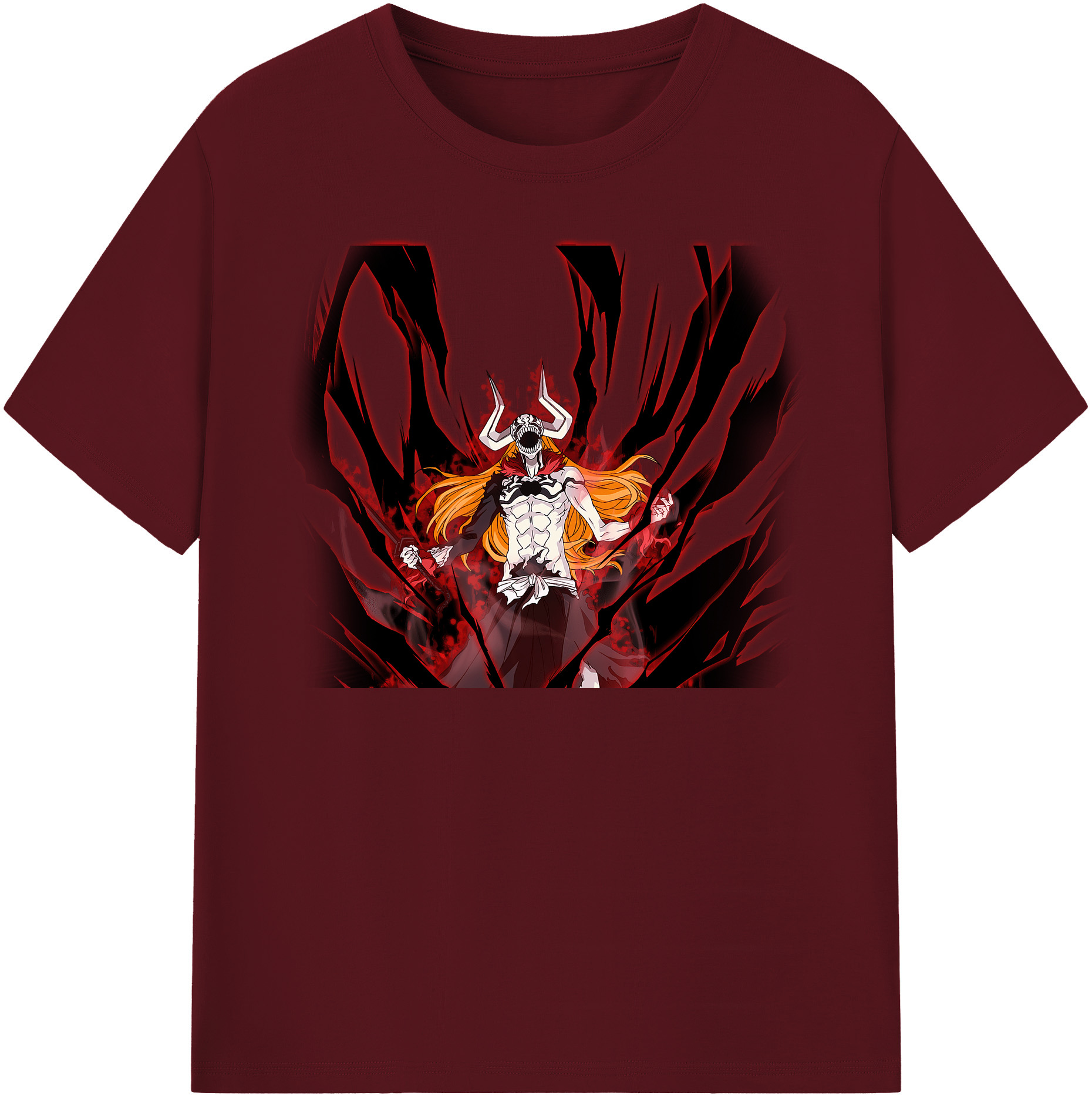 （画像用） ブリーチ 黒崎一護（くろさき いちご）BLEACH Kurosaki Ichigo 綿100％半袖Tシャツ（フロントプリント）
